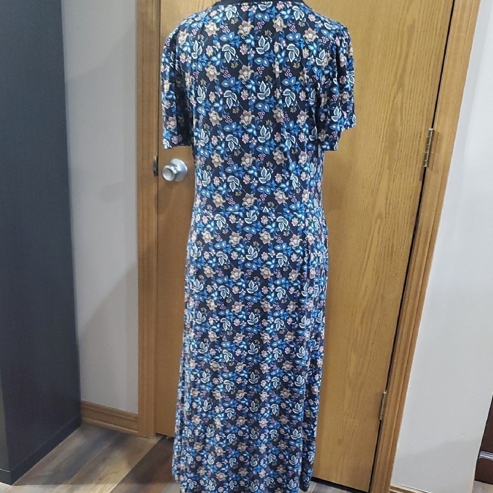 Boden Blue Floral Crew Neck Short Sleeve Maxi Dress - Picture 6 of 8